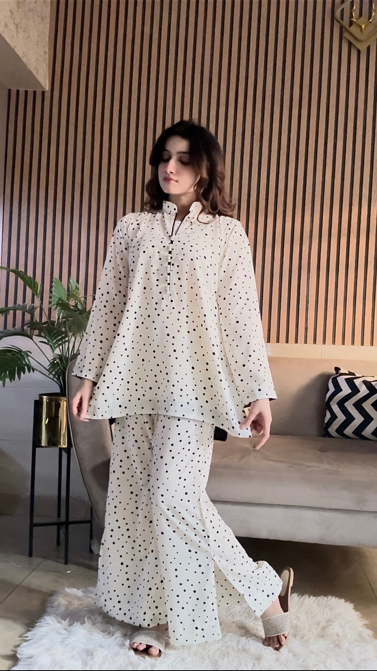 Black Polka Dot Printed Co-ord Set